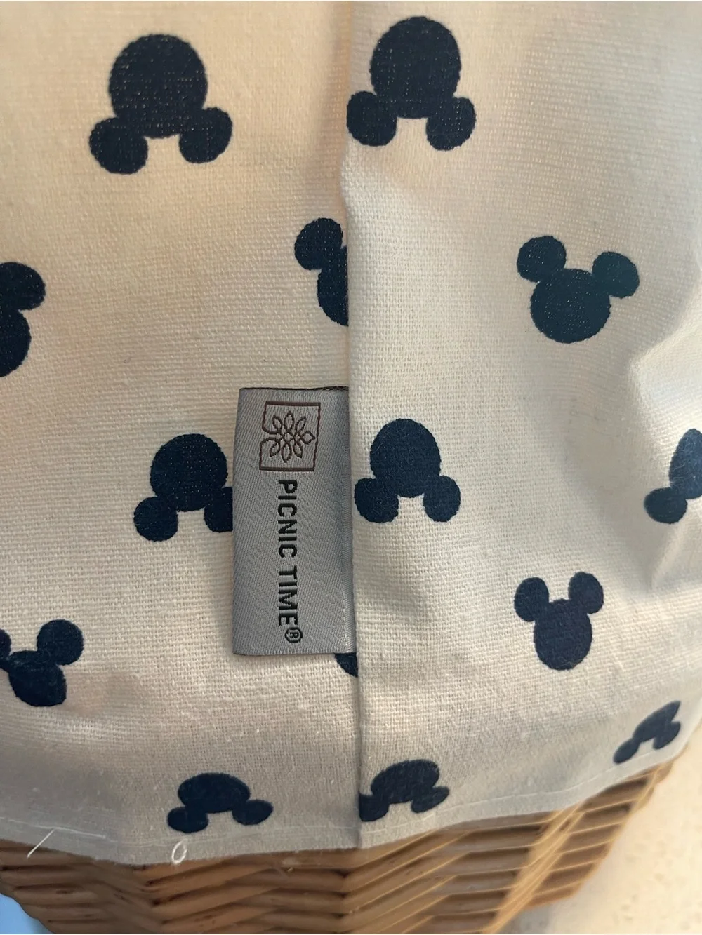 NWT Disney Mickey Mouse Picnic Time Coronado Canvas and Willow Basket Tote - Picture 9 of 13